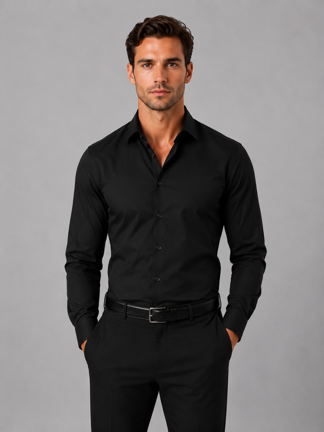 Men's Long Sleeve Shirt in Black