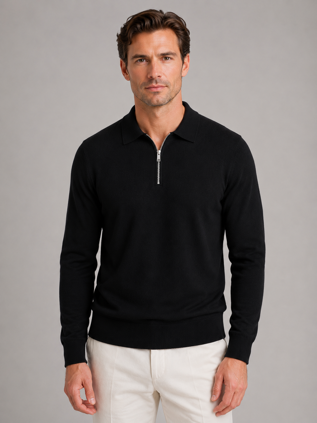 Polo Sweater in Black