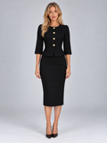 Blazer And Skirt Suit Set in Black
