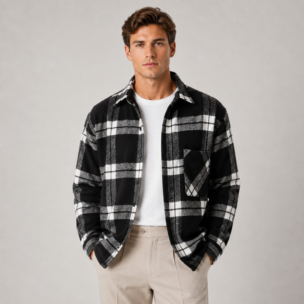 Flannel Shirt Jacket in Black