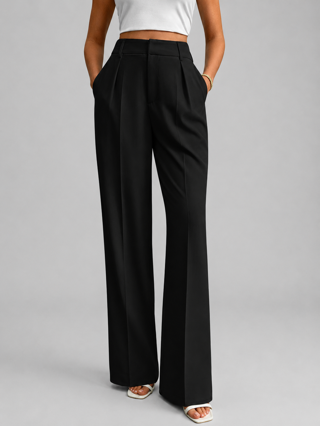 Women's Wide Leg Trousers in Black