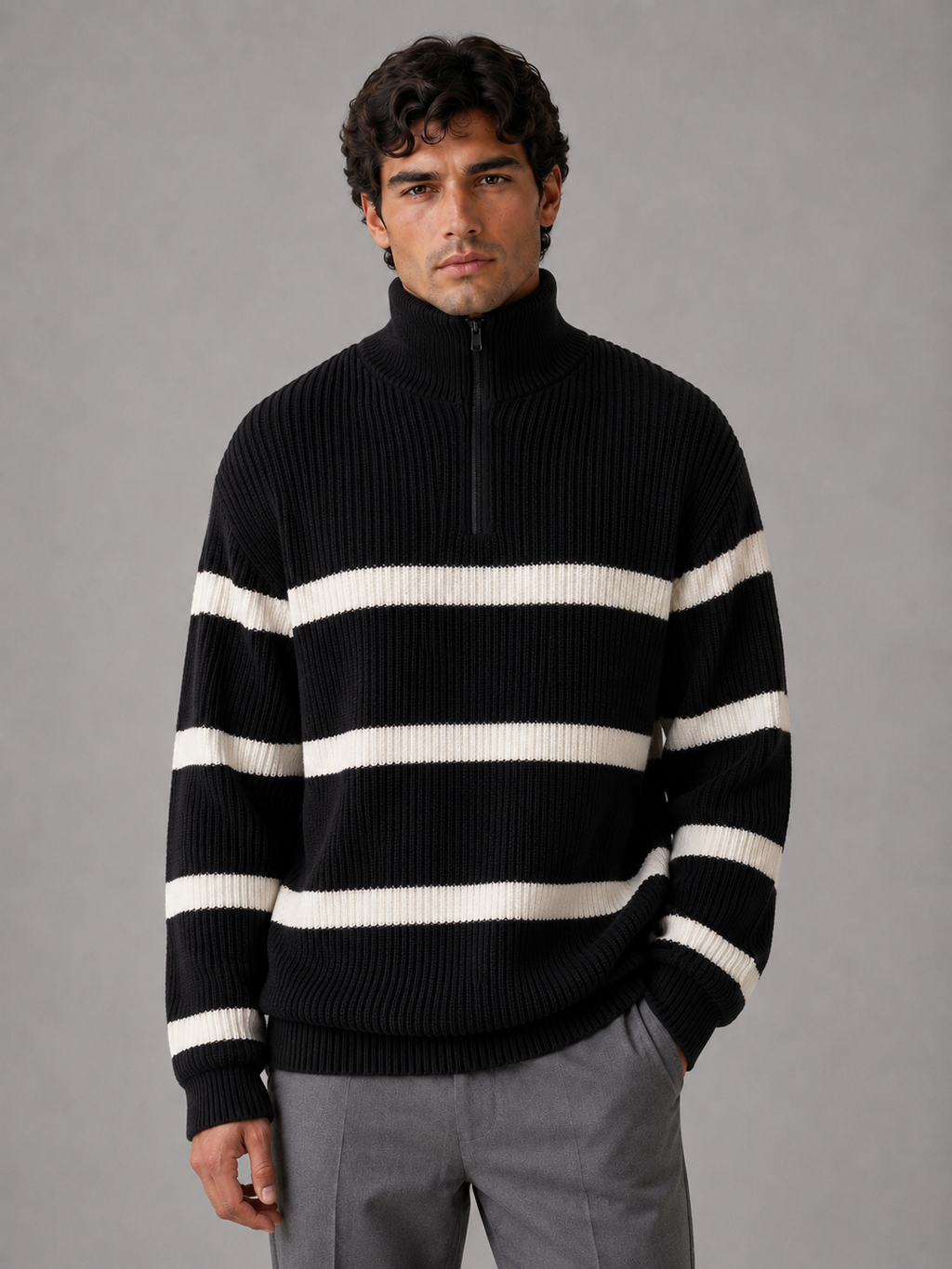 Half-Zip Sweater in Black