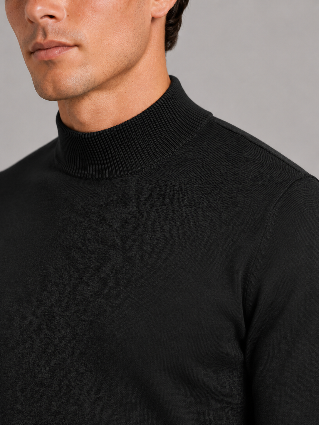 Mock Neck Pullover in Black