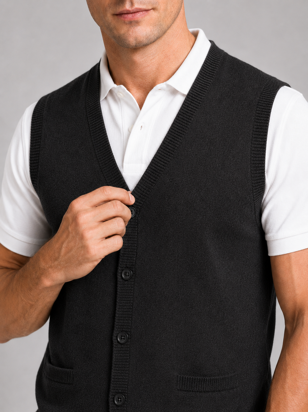 Sleeveless Sweater Men's in Black