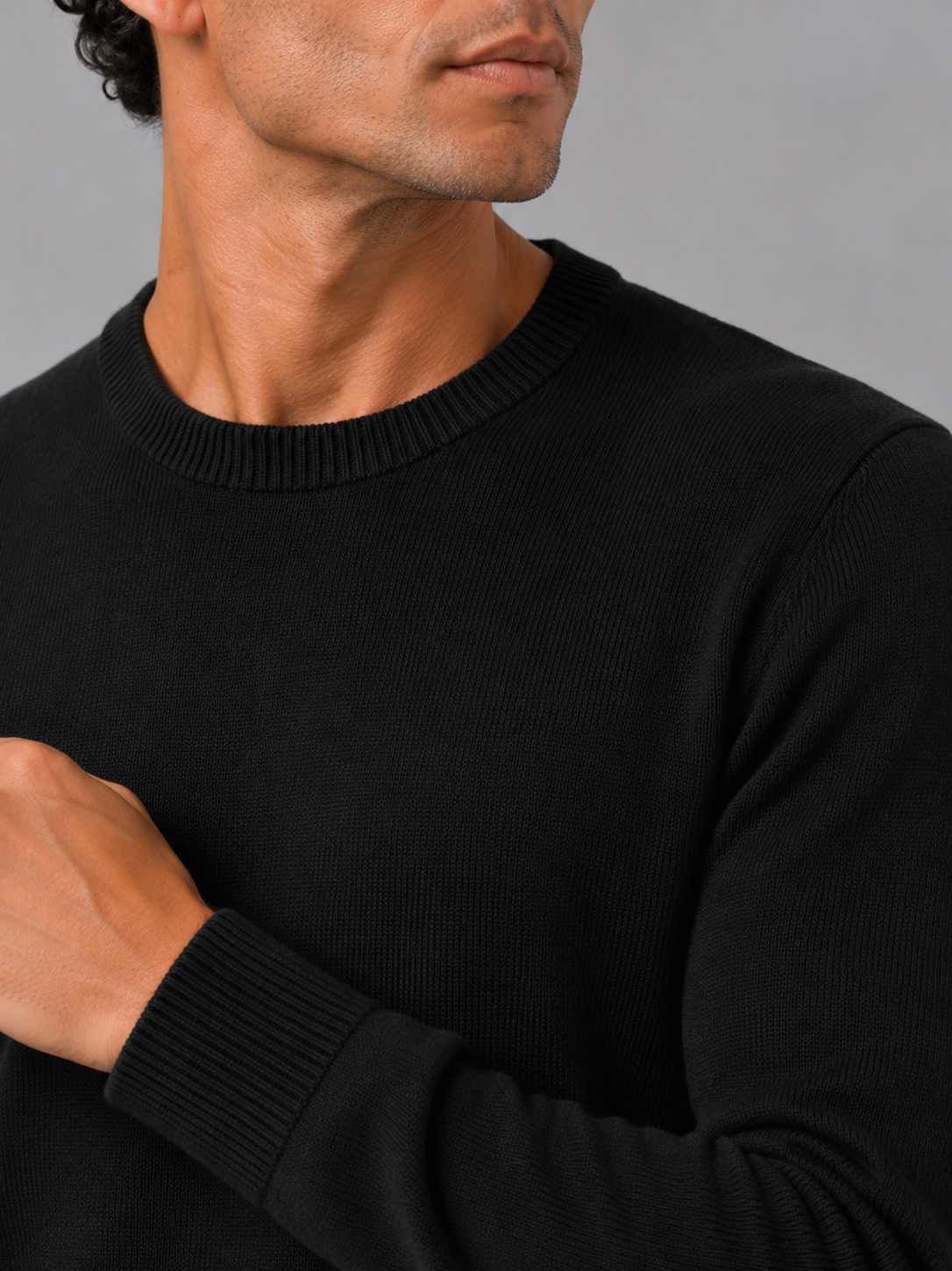 Men'S Wool Pullover in Black
