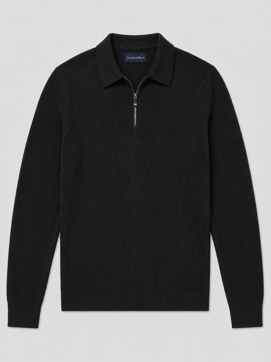 Men's Quarter Zip Long Sleeve Polo – Regular Fit Smooth Knit Top | Nero & Luya