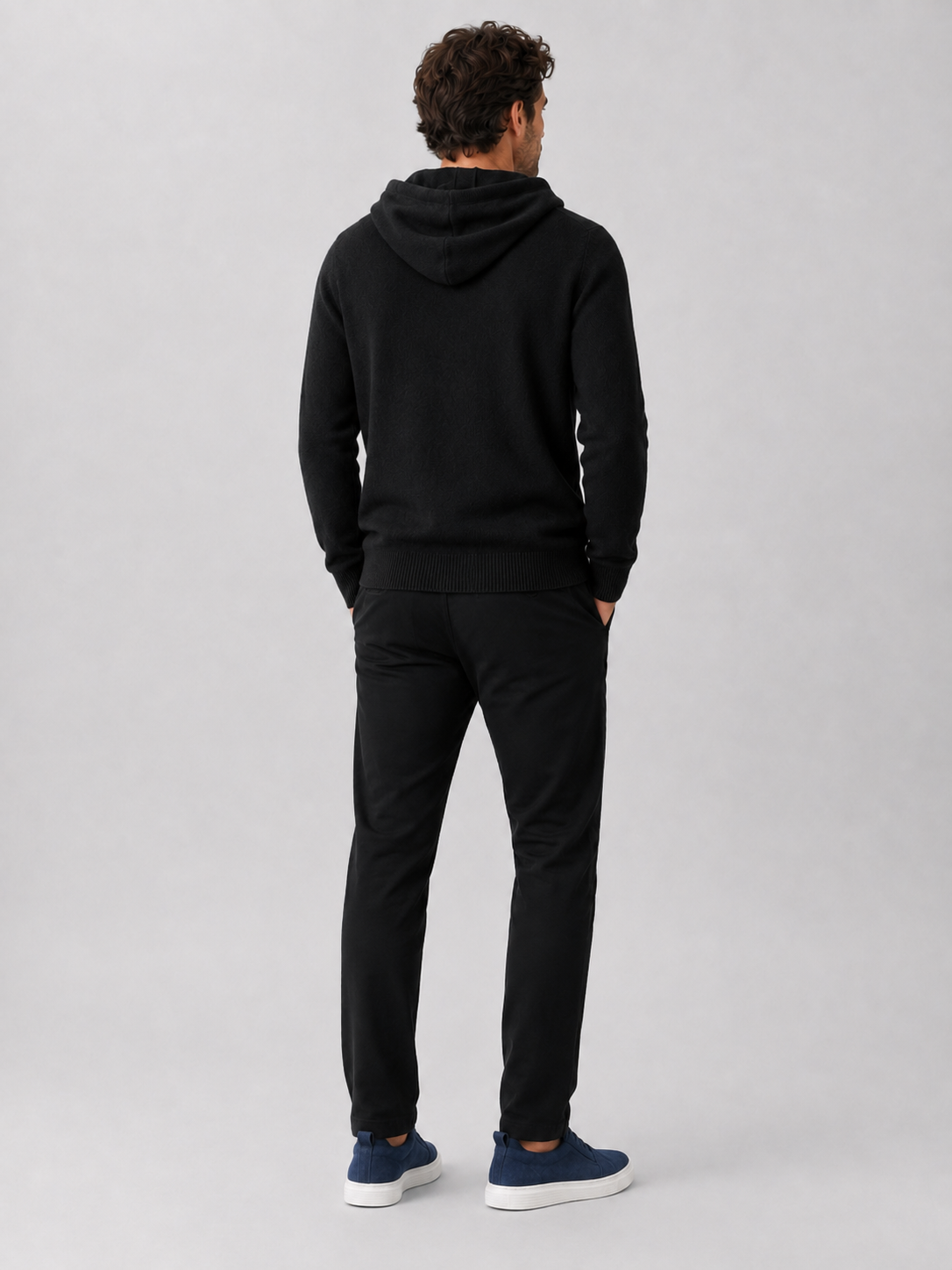 Men's Grey Hooded Sweatshirt in Black