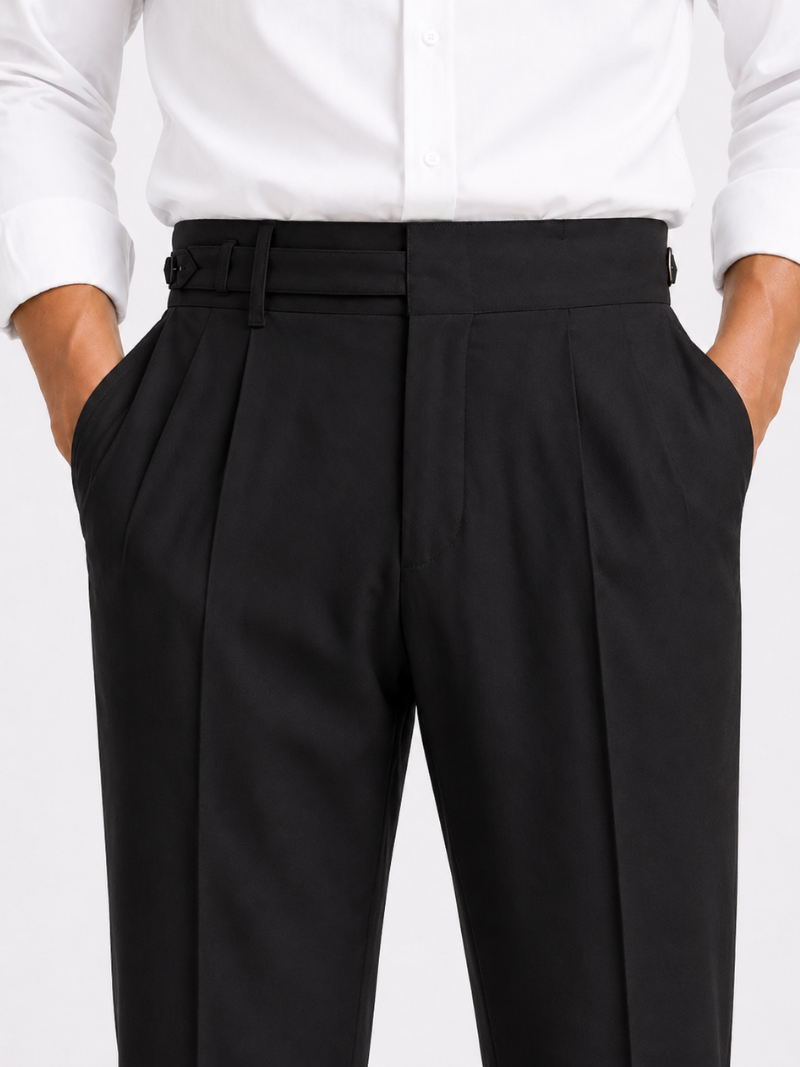 Men's High Waisted Pants in Black