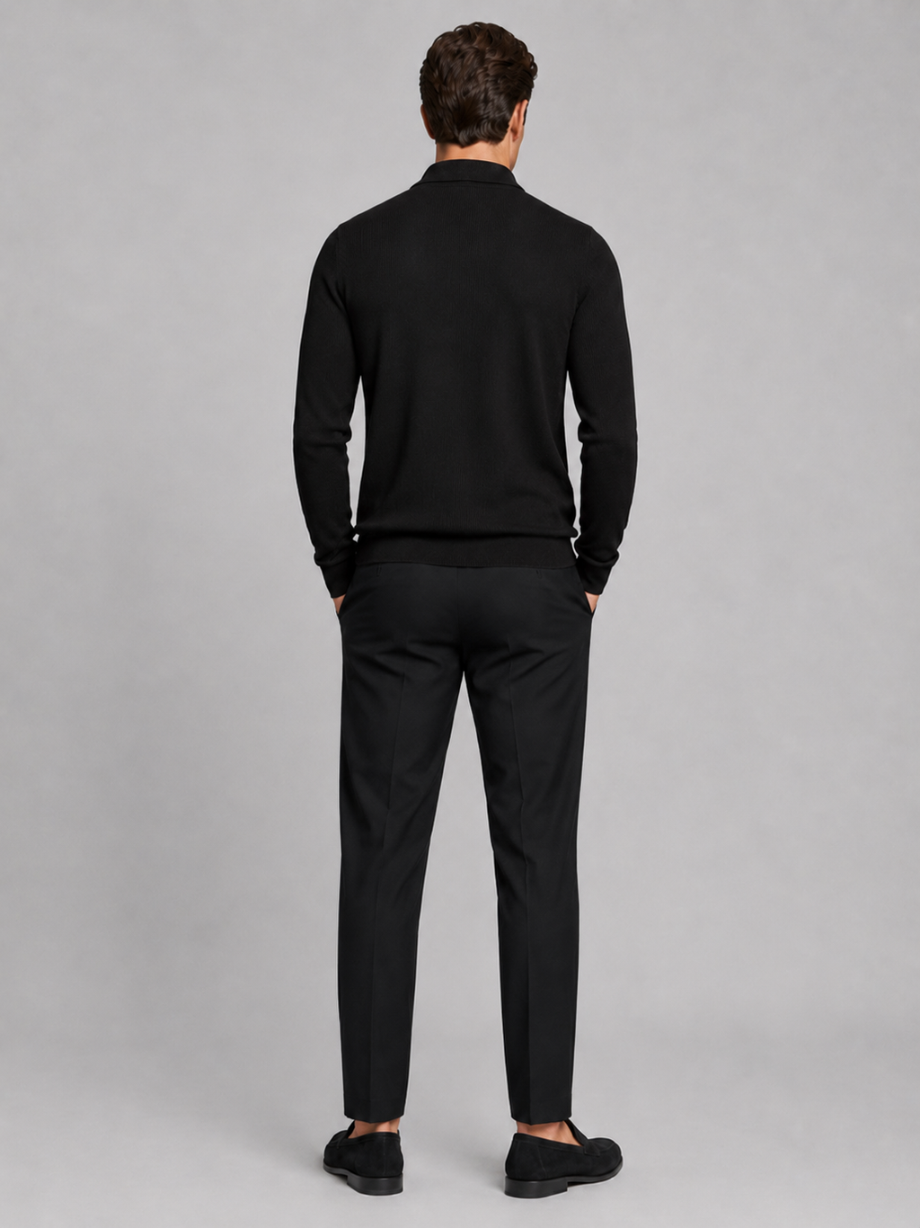 Men's Quarter Zip Long Sleeve Polo – Regular Fit Smooth Knit Top | Nero & Luya