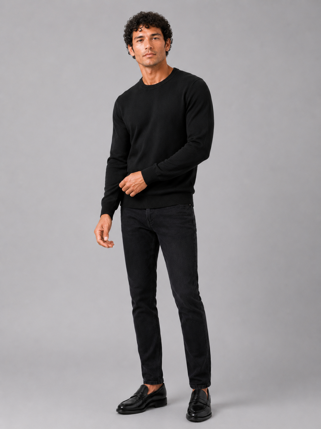 Men'S Wool Pullover in Black