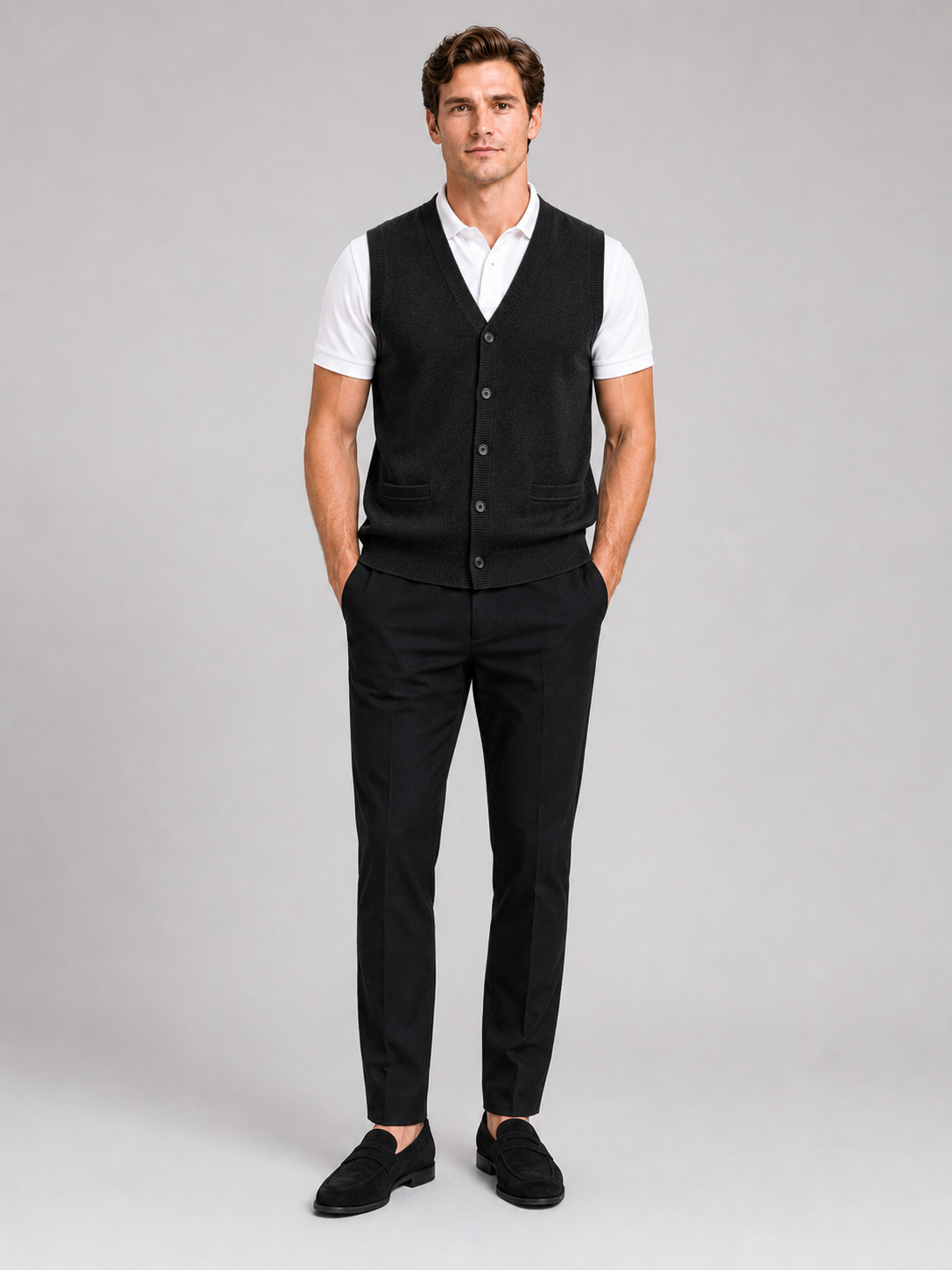 Sleeveless Sweater Men's in Black