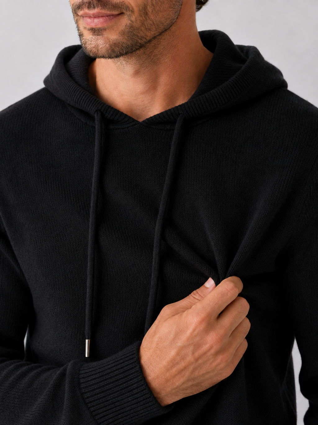 Men's Grey Hooded Sweatshirt in Black