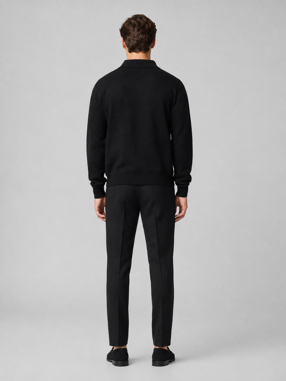 Men's Knit Polo in Black