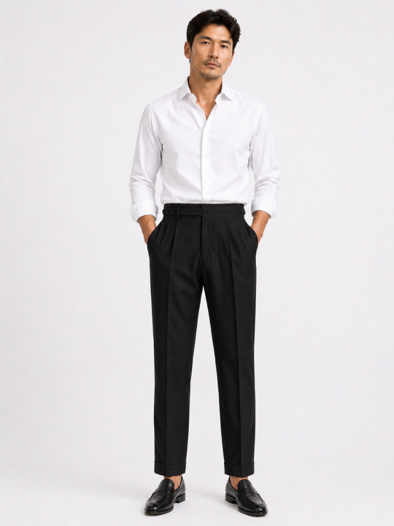 Men's High Waisted Pants in Black