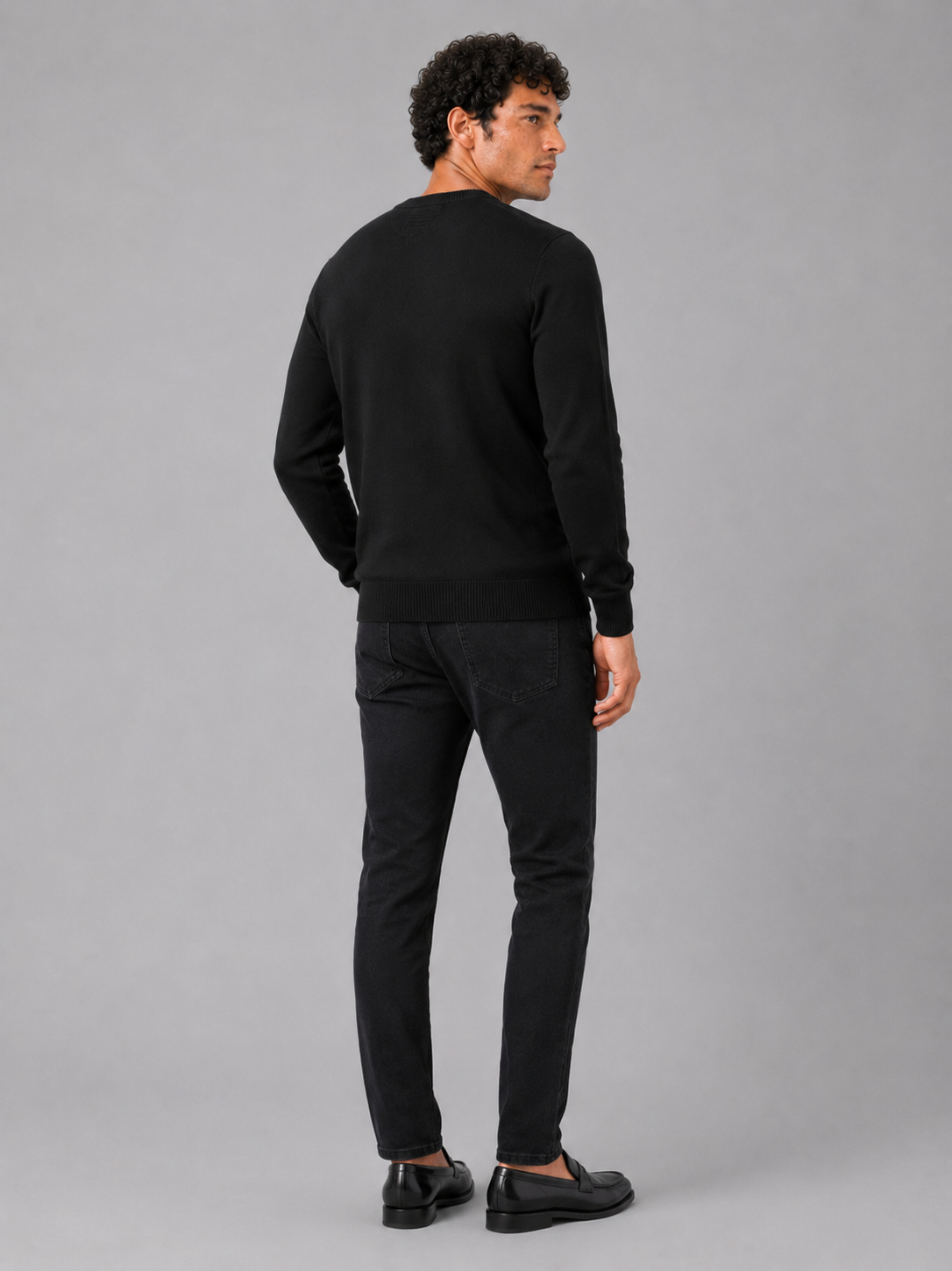 Men'S Wool Pullover in Black