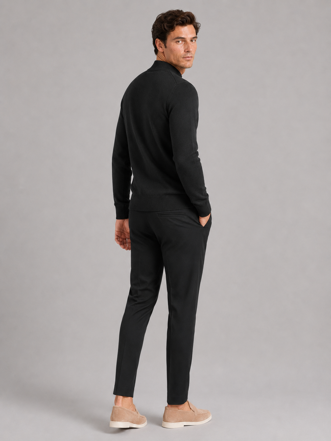 Mock Neck Pullover in Black