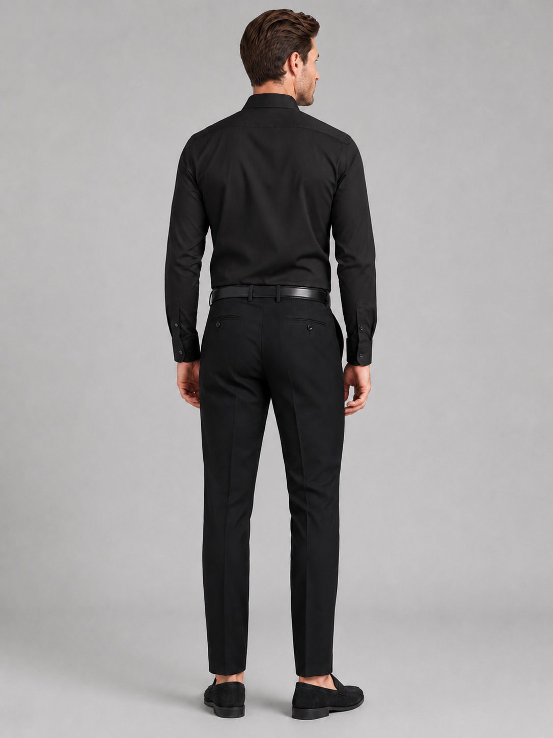 Business Casual Button Down Shirts in Black