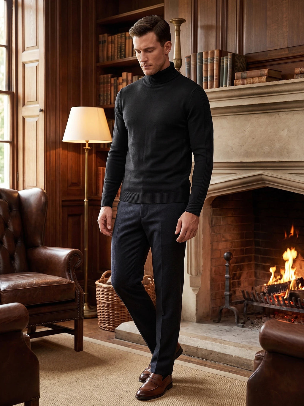 Men's Turtleneck Sweater in Black