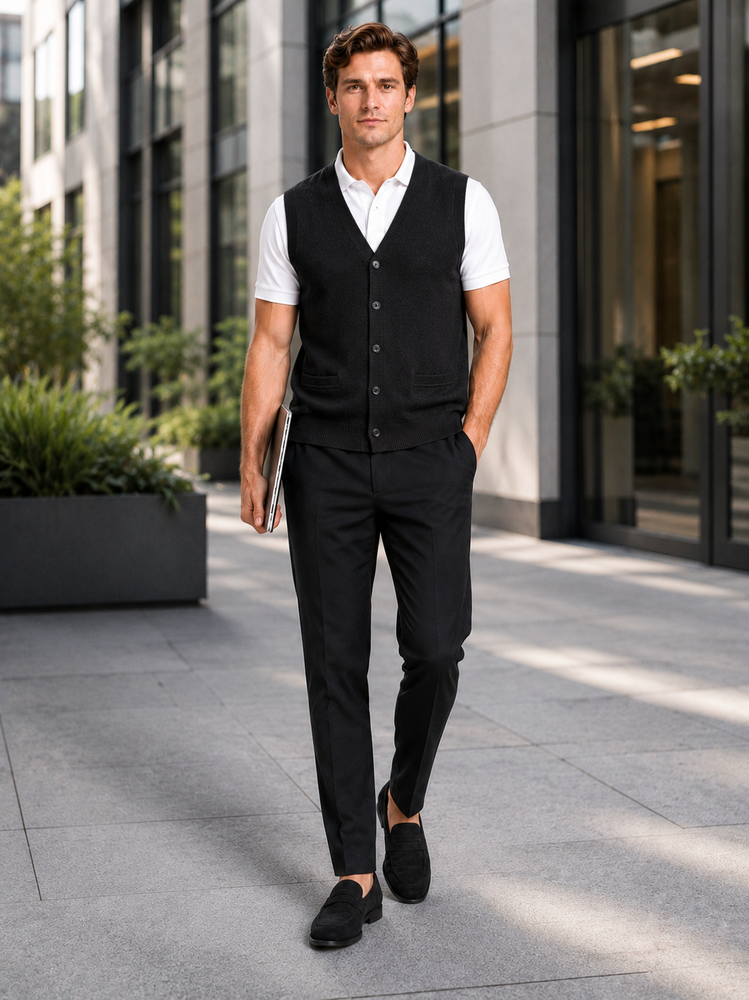 Sleeveless Sweater Men's in Black