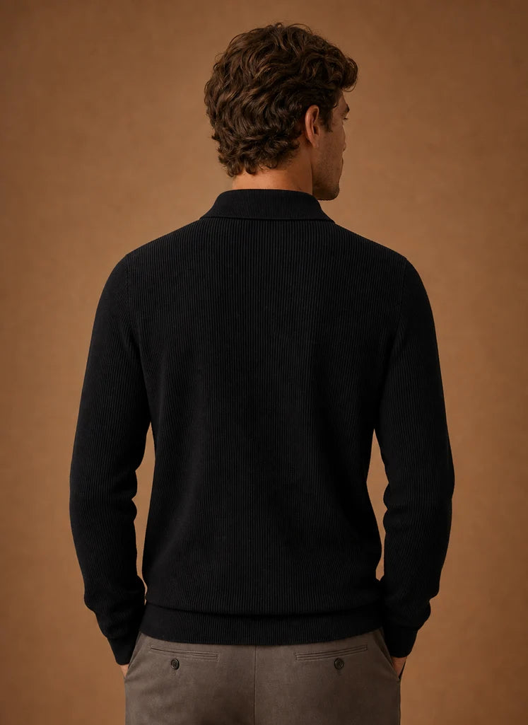 Men's Knit Cardigan - Button Front V-Neck Sweater Long Sleeve | Nero & Luya