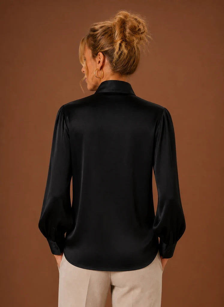 Women’s Satin Bow Blouse | Nero & Luya