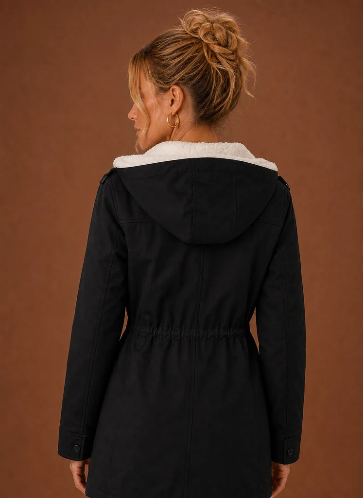 Women's Parka Jacket - Hooded Fleece-Lined Long Winter Coat | Nero & Luya