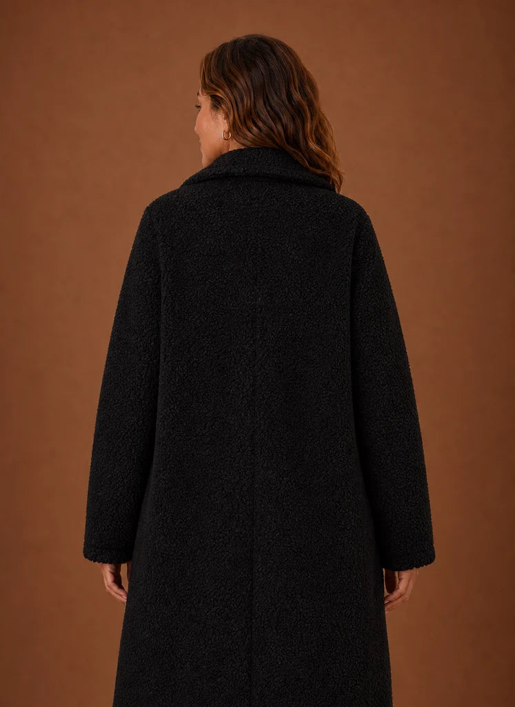 Women's Teddy Coat - Long Double-Breasted Winter Coat | Nero & Luya