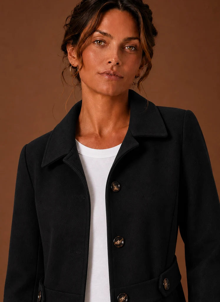 Women's Trench Coat - Mid-Length Button Front Jacket | Nero & Luya