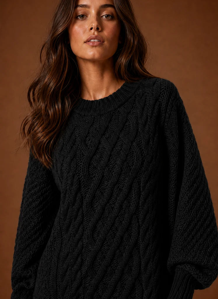 Women's Oversized Cable Knit Sweater Dress | Nero & Luya