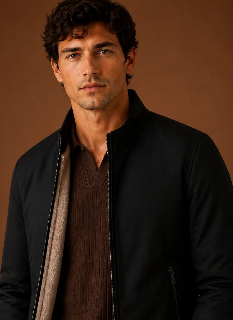 Men’s Lightweight Fleece Bomber Jacket | Nero & Luya