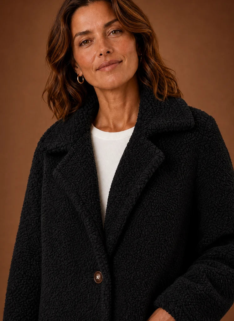 Women's Teddy Coat - Long Double-Breasted Winter Coat | Nero & Luya