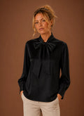 Women’s Satin Bow Blouse | Nero & Luya