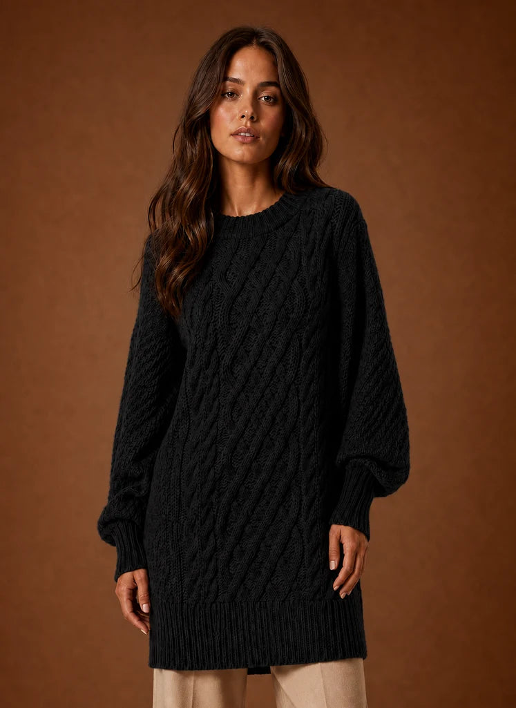 Women's Oversized Cable Knit Sweater Dress | Nero & Luya