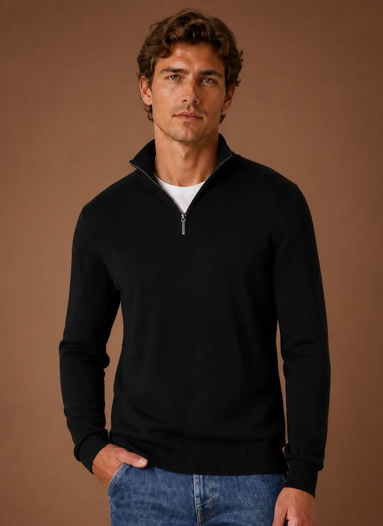 Men’s Quarter Zip Sweater | Nero & Luya