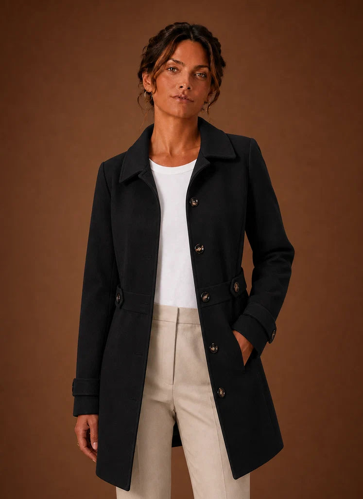 Women's Trench Coat - Mid-Length Button Front Jacket | Nero & Luya