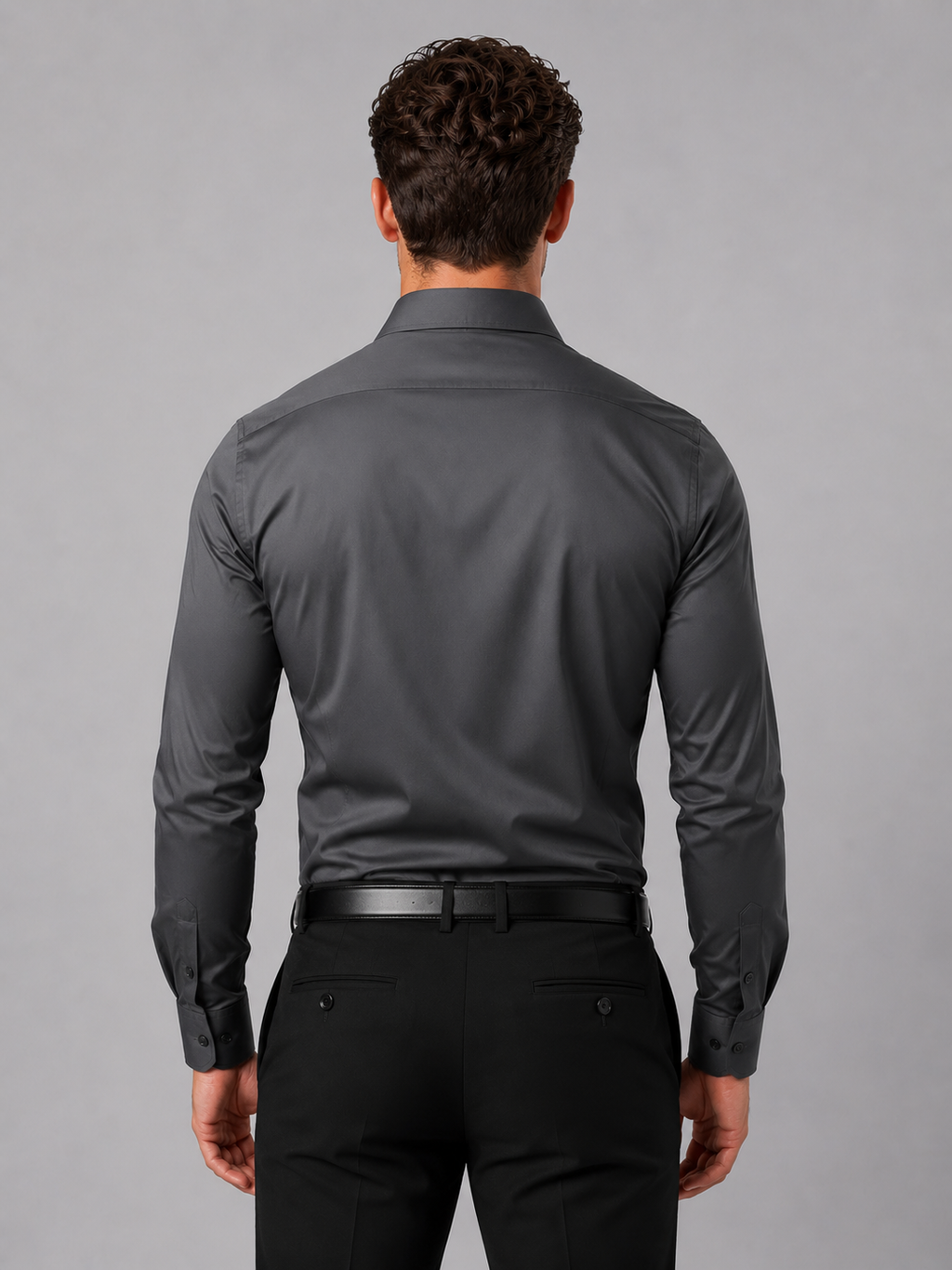 Men's Long Sleeve Shirt in Black Gray