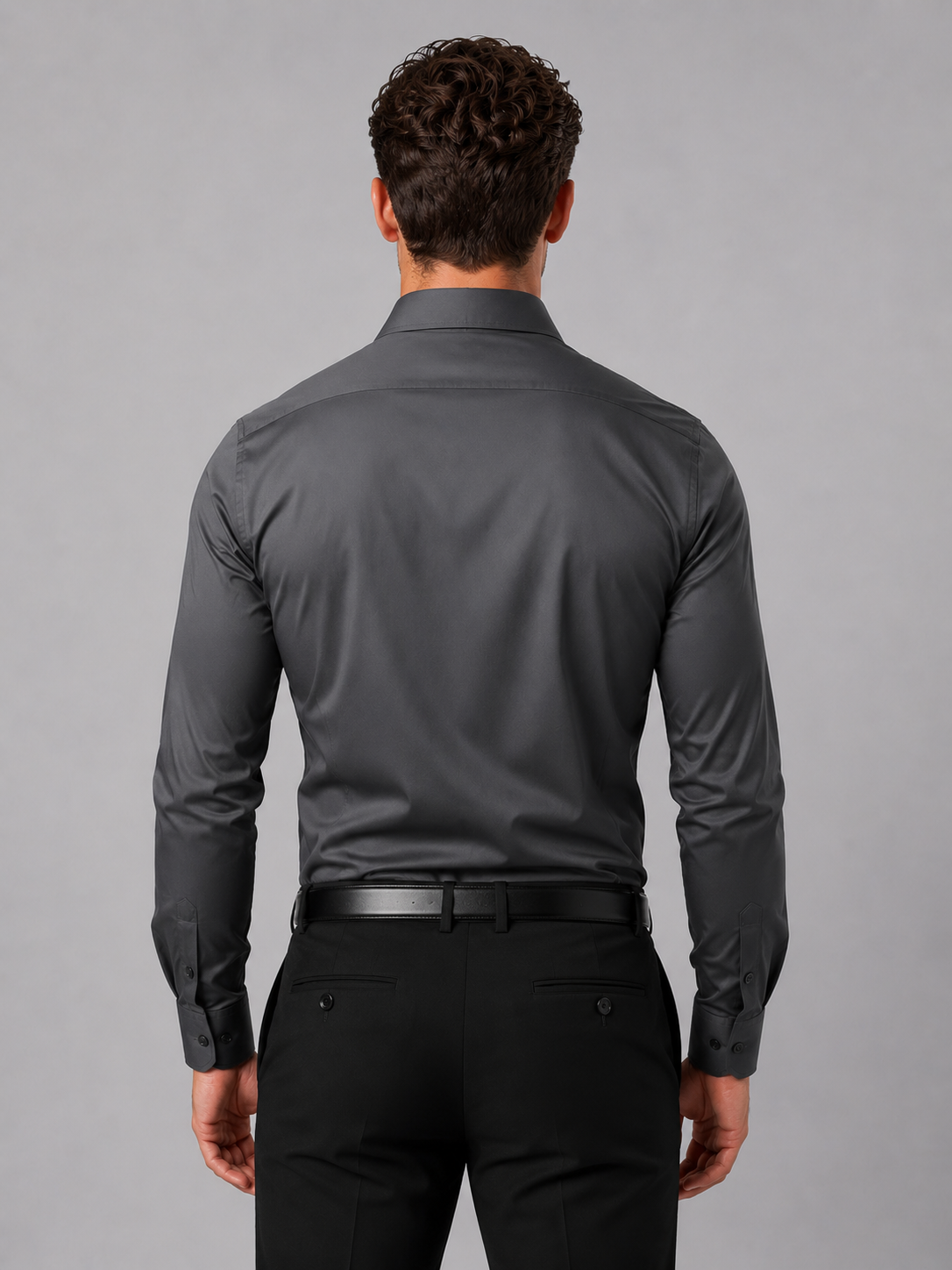 Men's Long Sleeve Shirt in Black Gray