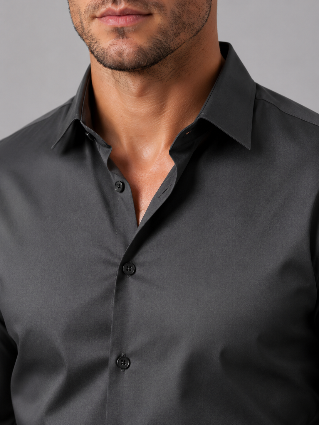 Men's Long Sleeve Shirt in Black Gray