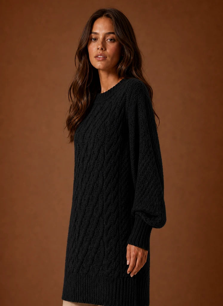 Women's Oversized Cable Knit Sweater Dress | Nero & Luya