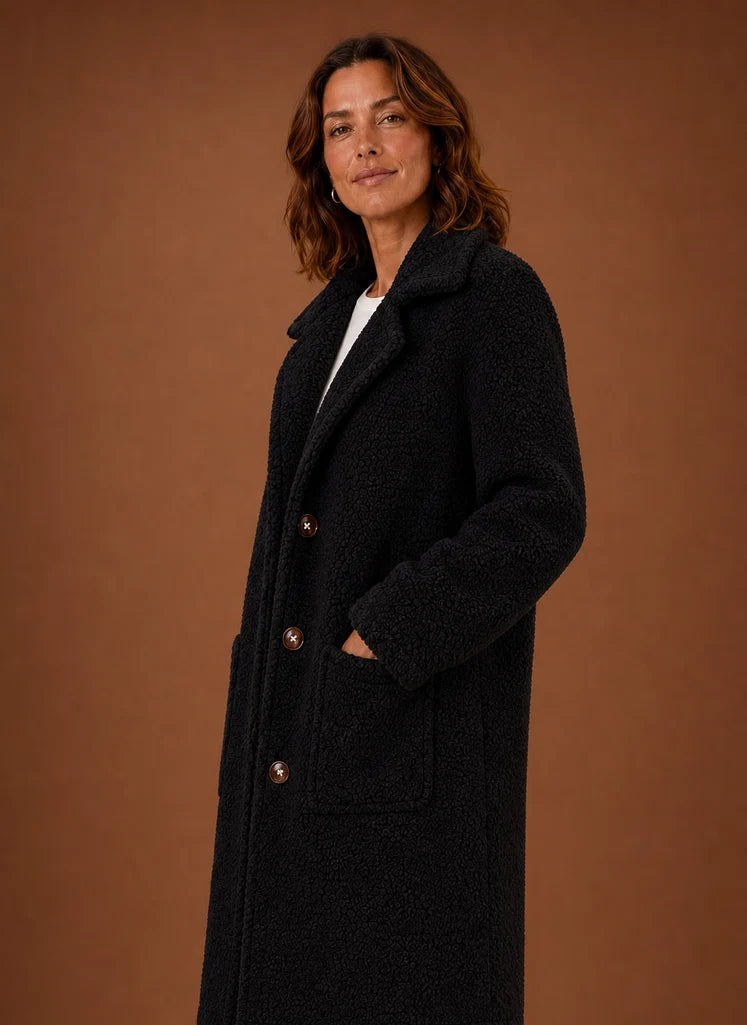 Women's Teddy Coat - Long Double-Breasted Winter Coat | Nero & Luya