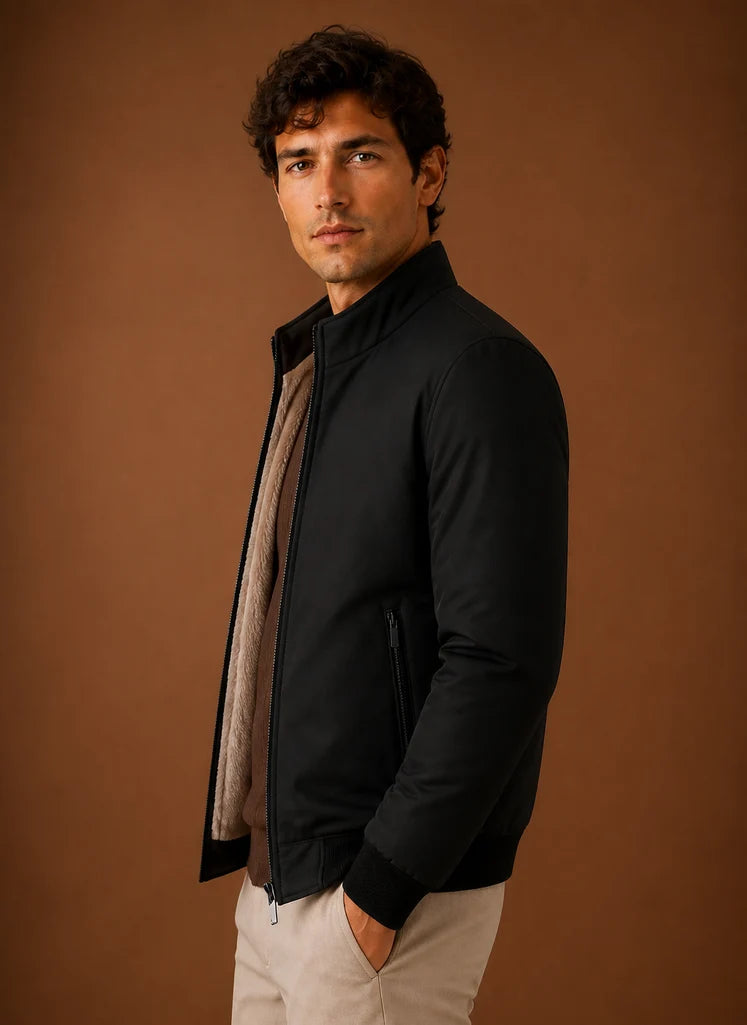 Men’s Lightweight Fleece Bomber Jacket | Nero & Luya