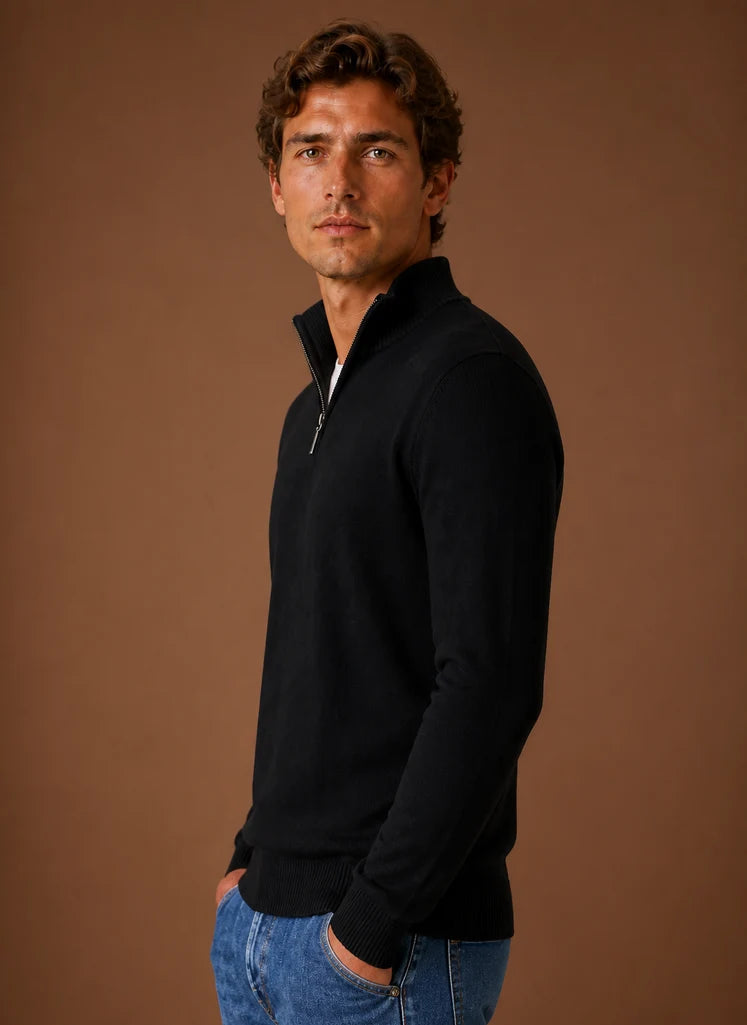 Men’s Quarter Zip Sweater | Nero & Luya