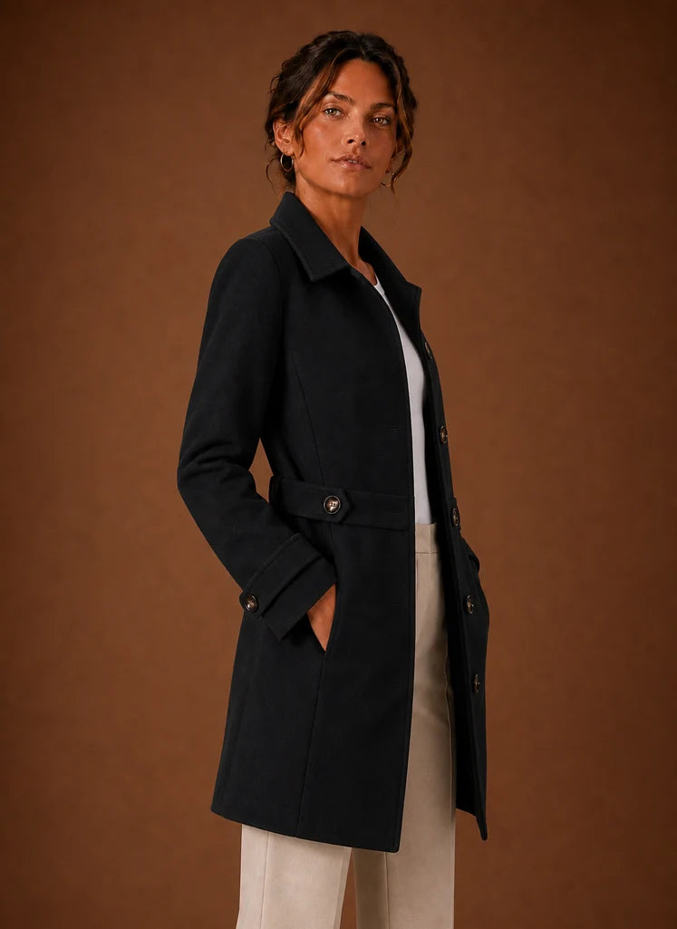 Women's Trench Coat - Mid-Length Button Front Jacket | Nero & Luya