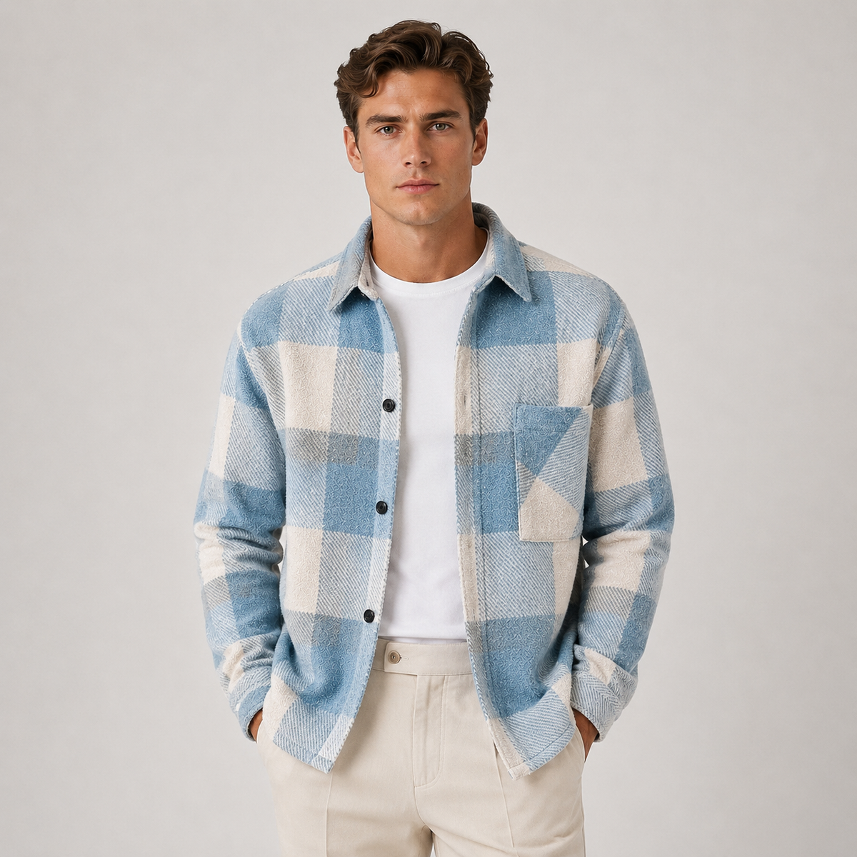 Flannel Shirt Jacket in Blue
