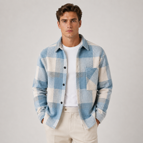 Flannel Shirt Jacket in Blue
