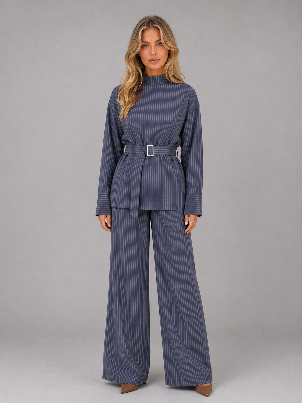 Two-Piece Trouser Set in Blue