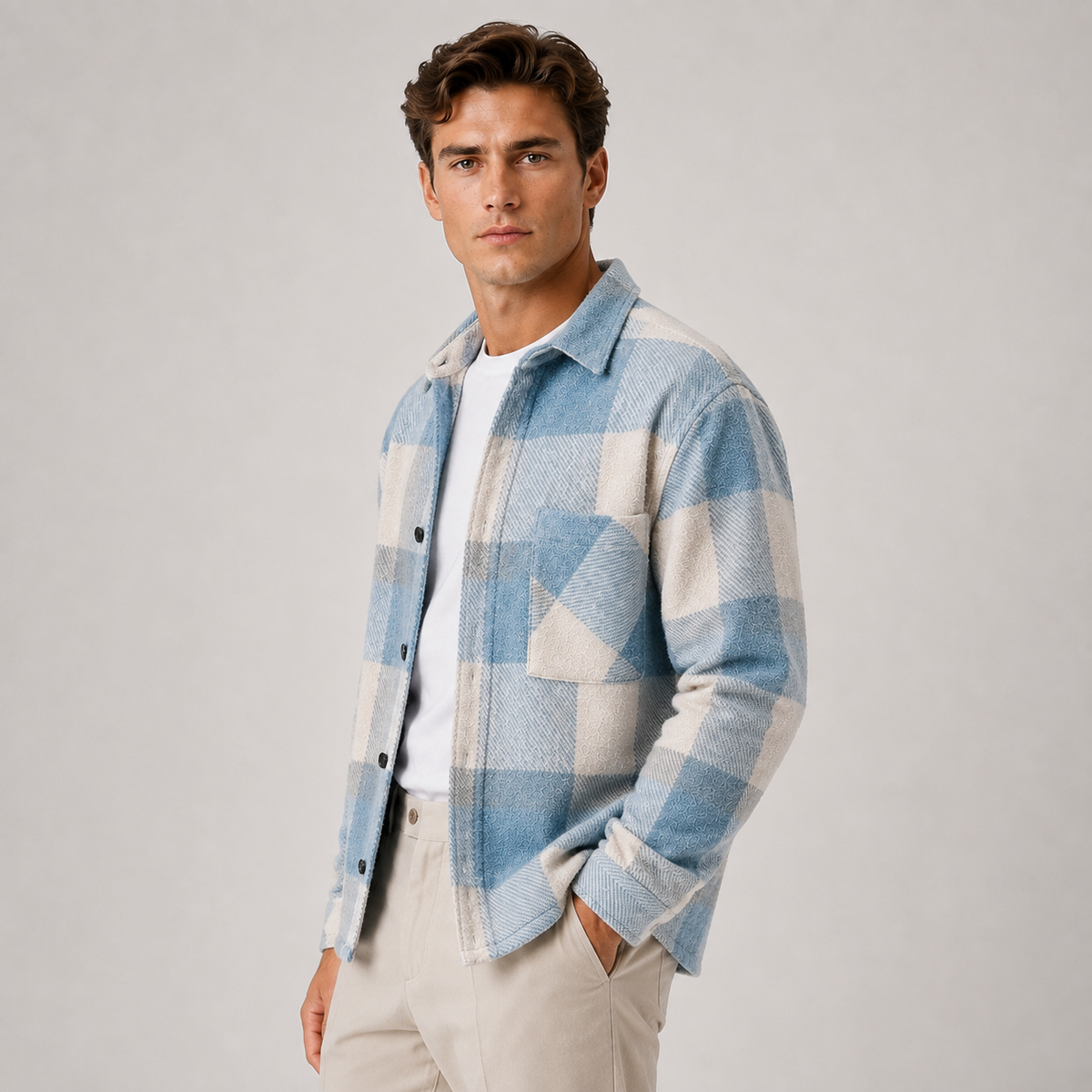 Flannel Shirt Jacket in Blue