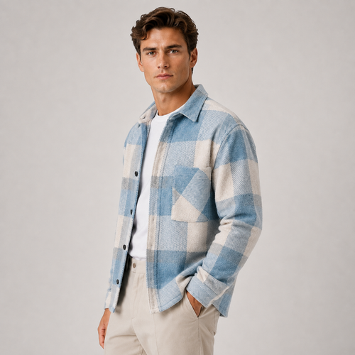 Flannel Shirt Jacket in Blue