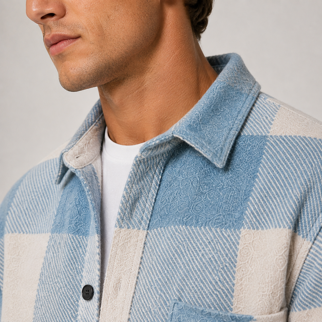 Flannel Shirt Jacket in Blue