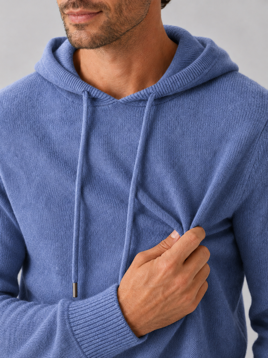 Men's Grey Hooded Sweatshirt in Blue